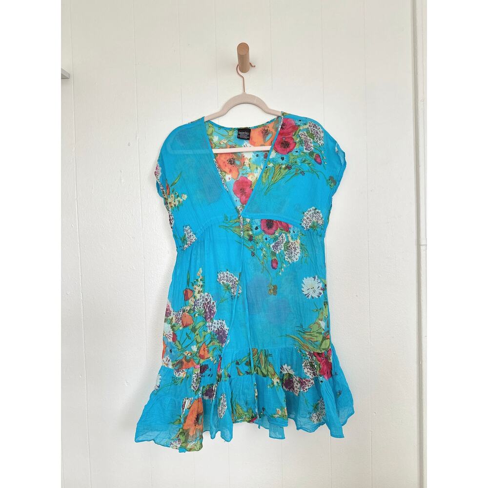 SPANISH ARCHIVE Creaciones Gavi Ibiza Cotton Resort Dress - Exotic Floral - OS
